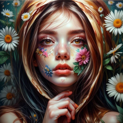 girl in flowers,beautiful girl with flowers,flower girl,falling flowers,flower painting,flower fairy,mystical portrait of a girl,blanket of flowers,fantasy portrait,flower wall en,flower art,floral background,wreath of flowers,girl in a wreath,kahila garland-lily,wildflower,daisies,meadow daisy,colorful floral,flower crown