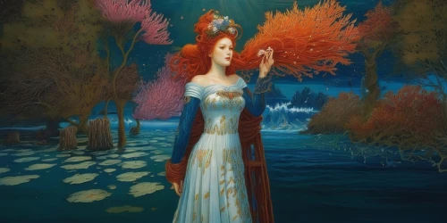 rusalka,water nymph,fantasy picture,the sea maid,merfolk,faerie,celtic queen,fairy queen,fantasy art,sorceress,priestess,girl on the river,dryad,secret garden of venus,faery,the blonde in the river,blue enchantress,transistor,fantasy portrait,accolade,Illustration,Paper based,Paper Based 04