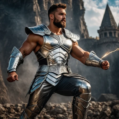 god of thunder,thor,gladiator,biblical narrative characters,king arthur,hercules,cent,male character,heroic fantasy,fantasy warrior,spartan,sparta,bordafjordur,greyskull,digital compositing,excalibur,cleanup,wall,greek god,norse,Photography,General,Fantasy