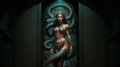 medusa,merfolk,medusa gorgon,siren,gorgon,god of the sea,water nymph,mermaid background,priestess,dryad,mermaid vectors,mermaid,metallic door,the door,poseidon,sea god,fantasy art,iron door,fantasia,the enchantress