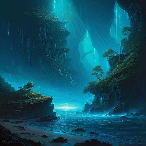 fantasy landscape,blue cave,blue caves,the blue caves,sea caves,futuristic landscape,fjord,elven forest,fallen giants valley,fantasy picture,underwater landscape,druid grove,northrend,karst landscape,sea cave,cave on the water,glacier cave,underwater oasis,underground lake,an island far away landscape,Conceptual Art,Fantasy,Fantasy 28