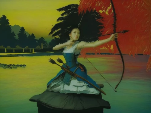 chinese art,yi sun sin,the sea maid,erhu,girl on the river,girl with a wheel,majorette (dancer),khokhloma painting,girl with a dolphin,geisha girl,3d archery,japanese art,glass painting,rusalka,hula,painter doll,taiwanese opera,taijiquan,photo painting,girl on the boat,Illustration,Japanese style,Japanese Style 18