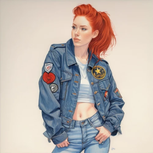 jean jacket,denim jacket,denim,denim background,denim shapes,heart icon,jacket,bluejeans,bolero jacket,denim jeans,redhair,red head,red-haired,cd cover,girl in overalls,ginger rodgers,redheaded,jean button,redheads,jeans background,Illustration,Black and White,Black and White 08