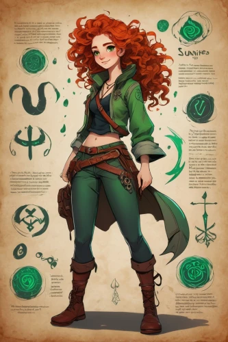 merida,celtic queen,jade,elven,the enchantress,sorceress,caerula,druid,irish,emerald,anahata,magic grimoire,fae,ivy,orla,game illustration,dwarf sundheim,rowan,elza,oracle girl,Illustration,Paper based,Paper Based 01