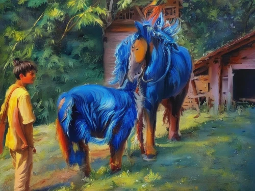 oil painting,painted horse,oil painting on canvas,man and horses,horses,blue painting,khokhloma painting,colorful horse,two-horses,oil on canvas,horse grooming,indian art,equine,beautiful horses,painting technique,horse herder,horse,village scene,equines,horse stable,Illustration,Paper based,Paper Based 04