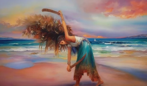 mermaid background,boho art,girl on the dune,oil painting on canvas,sea breeze,dance with canvases,the wind from the sea,oil painting,art painting,beach background,little girl in wind,watercolor mermaid,hula,beach landscape,chalk drawing,girl walking away,sea-shore,dancer,girl with a dolphin,mermaid,Illustration,Paper based,Paper Based 04