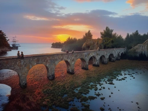 old bridge,scenic bridge,arch bridge,stone bridge,devil's bridge,dragon bridge,tied-arch bridge,mackinac island,railroad bridge,bridge arch,hangman's bridge,humpback bridge,bailey bridge,mackinac bridge,love bridge,aberdeenshire,spit bridge,rainbow bridge,chmarossky viaduct,wicklow,Illustration,Paper based,Paper Based 04