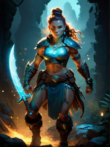 female warrior,blue enchantress,warrior woman,fantasy warrior,dane axe,barbarian,nami,tiber riven,mara,elza,shaman,symetra,artemis,jaya,ronda,huntress,druid,valhalla,eufiliya,strong woman,Illustration,Realistic Fantasy,Realistic Fantasy 15