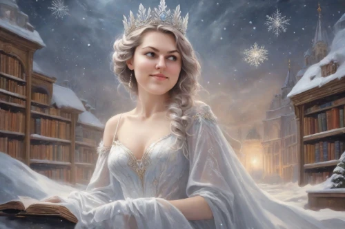 the snow queen,white rose snow queen,fantasy picture,suit of the snow maiden,fantasy portrait,ice queen,elsa,ice princess,fantasy art,glory of the snow,queen of the night,mystical portrait of a girl,the snow falls,winterblueher,jane austen,eternal snow,christmas woman,fairy tale character,fantasy woman,christmas angel,Digital Art,Classicism