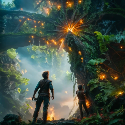 guardians of the galaxy,groot super hero,groot,fantasy picture,game art,concept art,the forest,baby groot,games of light,elven forest,fairy forest,forest workers,enchanted forest,3d fantasy,visual effect lighting,portal,valerian,fireflies,avatar,action-adventure game,Photography,General,Fantasy