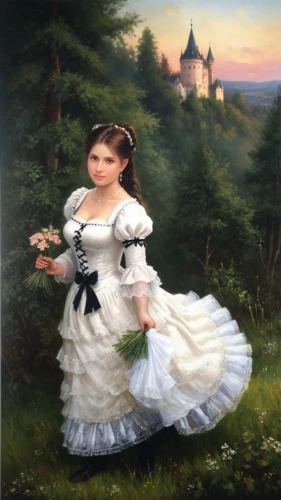 girl in the garden,girl picking flowers,cinderella,girl in a long dress,children's fairy tale,fantasy picture,girl in a long,fairy tale character,girl in a historic way,victorian lady,young lady,jane austen,fairy tale castle sigmaringen,cd cover,the girl in nightie,maid,girl on the river,girl with cloth,landscape background,mystical portrait of a girl,Conceptual Art,Daily,Daily 12