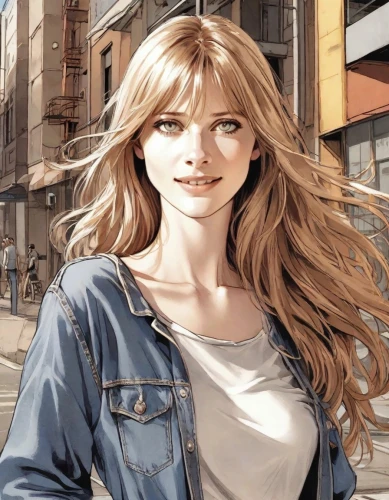 clary,blonde woman,sprint woman,blond girl,girl with speech bubble,blonde girl,a girl's smile,asuka langley soryu,city ​​portrait,young woman,sci fiction illustration,illustrator,a pedestrian,portrait background,background images,girl in a long,fashion vector,background image,shopping icon,the girl's face,Digital Art,Comic