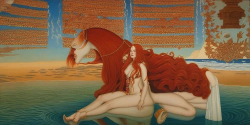 amano,rusalka,mermaids,water nymph,orientalism,sirens,mermaid background,the people in the sea,red sea,merfolk,rem in arabian nights,gobelin,siren,red earth,shamanic,ariel,root chakra,sea god,ervin hervé-lóránth,little mermaid,Conceptual Art,Fantasy,Fantasy 07