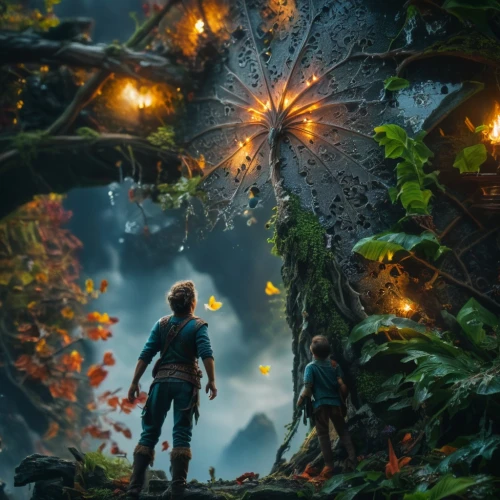 fairy forest,enchanted forest,fairy world,the forest,3d fantasy,fireflies,fantasy picture,game art,elven forest,fairies aloft,magic tree,rain forest,forest workers,tree torch,forest of dreams,digital compositing,adventure game,the girl next to the tree,tree of life,guardians of the galaxy,Photography,General,Fantasy