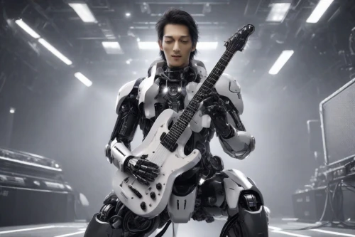 robotic,bass guitar,electric guitar,humanoid,random access memory,hongdu jl-8,robotics,keytar,robot,android,ulsan rock,topspin,exoskeleton,industrial robot,guitar player,exo-earth,minibot,cybernetics,3d man,machine gun,Photography,Realistic