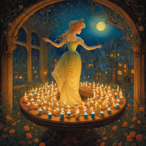 candlemaker,tealights,candlelights,celebration of witches,fairy lanterns,burning candle,tea-lights,cinderella,candlelight,fantasia,candle light,burning candles,candle,wishes,pumpkin autumn,tea lights,angel lanterns,fairy tale,a fairy tale,fantasy picture,Illustration,Realistic Fantasy,Realistic Fantasy 05