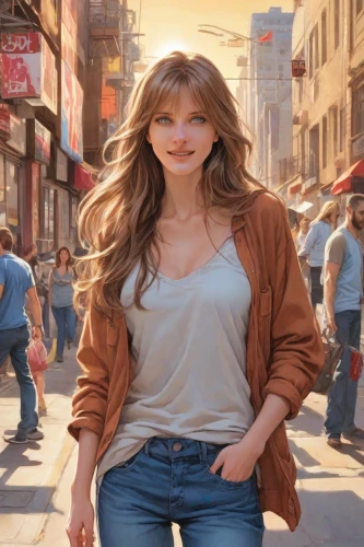 hollywood actress,jeans background,sprint woman,digital compositing,female hollywood actress,trisha yearwood,portrait background,heidi country,woman walking,ann margarett-hollywood,farrah fawcett,street canyon,elphi,photo painting,country-western dance,world digital painting,blonde woman,shopping icon,celtic woman,denim background,Digital Art,Comic