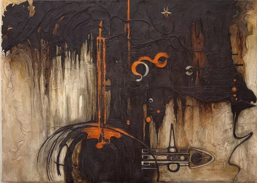 abstract painting,constellation lyre,cello,oil on canvas,pioneer 10,abstract artwork,cellist,lyre,carol colman,orchestral,music notes,orchestra,black landscape,saxophonist,trebel clef,oil flow,violoncello,clef,indigenous painting,orchesta,Illustration,Abstract Fantasy,Abstract Fantasy 18
