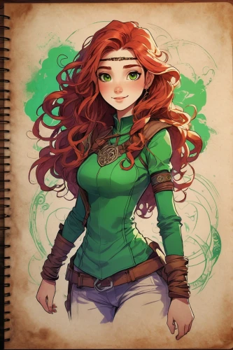 merida,celtic queen,clary,poison ivy,mary jane,rowan,princess anna,rosa ' amber cover,irish,jade,maryjane,bitter clover,ariel,cinnamon girl,elven,ivy,fae,emerald,red-haired,the enchantress,Illustration,Paper based,Paper Based 01