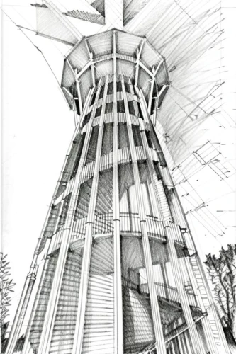 observation tower,historic windmill,electric tower,windmill,impact tower,watertower,rotary elevator,sevilla tower,dutch windmill,water tower,old windmill,steel tower,messeturm,silo,fire tower,tower,radio tower,cellular tower,cooling tower,antenna tower,Design Sketch,Design Sketch,Pencil Line Art