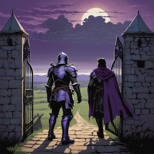 wall,knight village,castleguard,pilgrimage,camelot,knights,knight's castle,purple,the purple-and-white,knight tent,iron gate,guards of the canyon,knight,knight armor,bach knights castle,heroic fantasy,swordsmen,game illustration,medieval,fantasy picture,Illustration,Black and White,Black and White 12