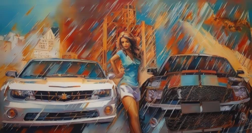 girl and car,girl washes the car,woman in the car,girl in car,city car,cinquecento,sirens,merceds-benz,oil painting on canvas,world digital painting,simca,washing car,art painting,volkswagon,tata nano,fiat 126,oil painting,taxicabs,fiat cinquecento,porsche 911,Illustration,Paper based,Paper Based 04