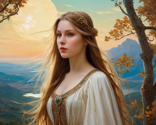 fantasy portrait,mystical portrait of a girl,fantasy art,fantasy picture,faery,faerie,priestess,jessamine,fantasy woman,elven,romantic portrait,celtic queen,the enchantress,sorceress,accolade,fairy queen,rusalka,artemisia,heroic fantasy,summer solstice,Conceptual Art,Fantasy,Fantasy 05