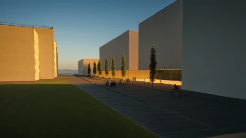 3d rendering,render,3d render,virtual landscape,3d rendered,school design,archidaily,walkway,modern architecture,egyptian temple,daylighting,modern building,futuristic art museum,art museum,compound wall,elphi,modern house,corten steel,the evening light,building valley,Photography,General,Realistic