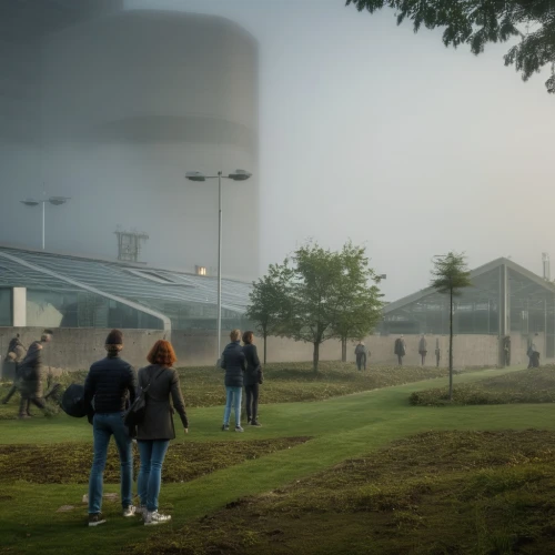emission fog,autostadt wolfsburg,cooling towers,ground fog,wind turbines in the fog,cooling tower,foggy day,industrial landscape,urban landscape,morning mist,the fog,render,foggy,dense fog,industrial smoke,high fog,the pollution,fog,tilt shift,atomium,Photography,General,Realistic