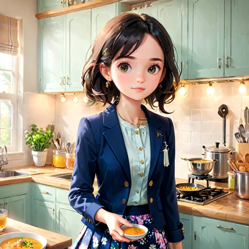 doll kitchen,girl in the kitchen,female doll,girl with bread-and-butter,dollfie,painter doll,doll paola reina,japanese doll,handmade doll,woman holding pie,dress doll,doll dress,fashion dolls,star kitchen,designer dolls,fashion doll,artist doll,dollhouse accessory,mari makinami,hanbok,Anime,Anime,Cartoon