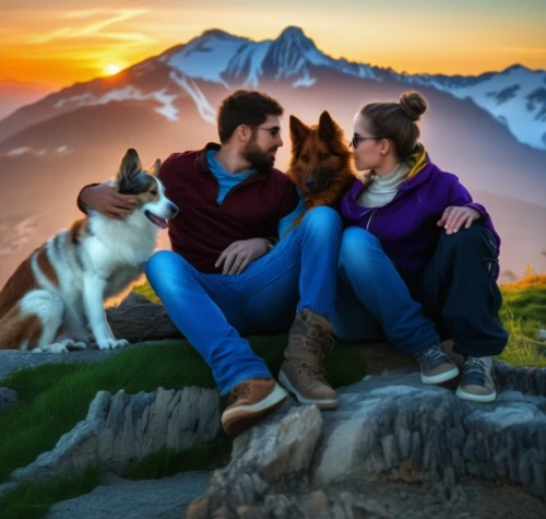 loving couple sunrise,wolf couple,shepherd romance,appenzeller sennenhund,chilean fox terrier,estrela mountain dog,romantic portrait,girl and boy outdoor,companion dog,romantic scene,entlebucher mountain dog,couple goal,dog photography,young couple,high-altitude mountain tour,landscape background,beautiful couple,tyrolean hound,formosan mountain dog,alpine crossing,Photography,General,Realistic