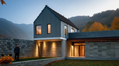 house in mountains,house in the mountains,cubic house,mountain hut,modern house,chalet,residential house,swiss house,timber house,wooden house,modern architecture,stone house,irisch cob,canton of glarus,slate roof,eco-construction,private house,frame house,archidaily,mountain huts,Photography,General,Realistic