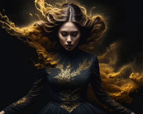 gold filigree,mystical portrait of a girl,sorceress,the enchantress,flame spirit,priestess,photo manipulation,gold foil art,golden crown,divination,queen of the night,gold leaf,fantasy portrait,the witch,apophysis,mary-gold,fire dancer,gothic portrait,filigree,photomanipulation,Photography,Artistic Photography,Artistic Photography 05