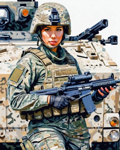 us army,m113 armored personnel carrier,operator,federal army,military camouflage,infantry,gi,usmc,m4a1,veteran,abrams m1,united states army,army tank,strong military,american tank,combat vehicle,girl with gun,army,m4a4,military,Conceptual Art,Oil color,Oil Color 10