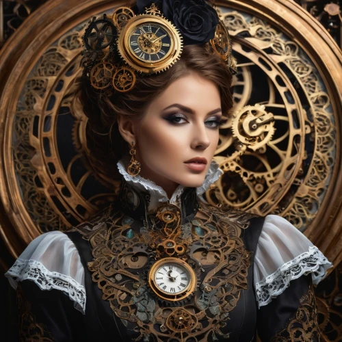 clockmaker,steampunk,ornate pocket watch,steampunk gears,victorian lady,grandfather clock,ladies pocket watch,victorian style,clockwork,watchmaker,pocket watch,gothic portrait,clock face,time spiral,timepiece,pocket watches,the victorian era,clocks,gothic fashion,the carnival of venice,Photography,General,Fantasy