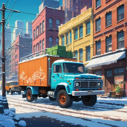 christmas truck,christmas pick up truck,delivery truck,rust truck,delivery trucks,mail truck,ford cargo,christmas truck with tree,long cargo truck,snowplow,truck,delivering,scrap truck,snow plow,cybertruck,kei truck,freight,food truck,garbage truck,tractor trailer,Illustration,Japanese style,Japanese Style 03