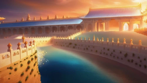forbidden palace,hall of supreme harmony,ancient city,golden temple,white temple,water palace,summer palace,ramadan background,asian architecture,world digital painting,the ancient world,city palace,egyptian temple,thermal bath,thermae,grand palace,buddhist temple complex thailand,eternal city,temple fade,artemis temple,Illustration,Realistic Fantasy,Realistic Fantasy 01