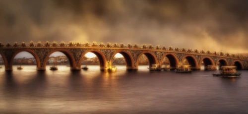 pont du gard,arch bridge,hohenzollern bridge,railroad bridge,danube bridge,railway bridge,tied-arch bridge,bridge arch,viaduct,old bridge,sant'angelo bridge,aqueduct,stone arch,devil's bridge,golden bridge,angel bridge,hangman's bridge,chmarossky viaduct,dragon bridge,bridges,Illustration,Realistic Fantasy,Realistic Fantasy 13