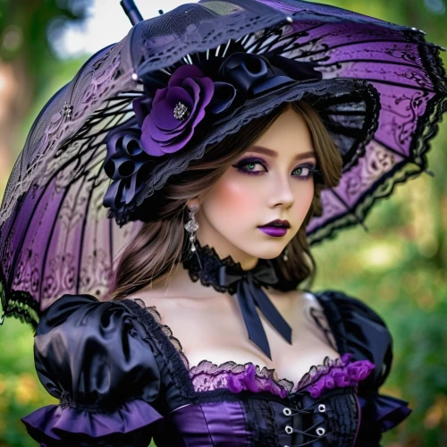 victorian lady,victorian style,gothic fashion,gothic dress,victorian fashion,veil purple,purple rose,victorian,gothic woman,gothic style,beautiful bonnet,dark purple,female doll,la violetta,gothic portrait,vintage doll,the victorian era,raven sculpture,halloween witch,black hat