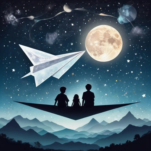 moon and star background,paper plane,paper boat,origami paper plane,ufos,ufo,paper airplane,space tourism,space glider,ufo intercept,travelers,kites,the moon and the stars,moon vehicle,space ships,space craft,paper airplanes,hang gliding or wing deltaest,moon car,sci fiction illustration,Photography,Artistic Photography,Artistic Photography 07