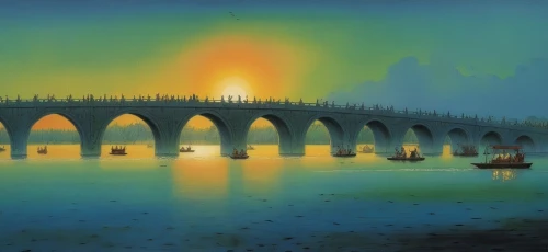 tangshan railway bridge,rainbow bridge,love bridge,railway bridge,arch bridge,pont du gard,danube bridge,railroad bridge,bridge new europe,bridge,concrete bridge,viaduct,angel bridge,hohenzollern bridge,bridge piers,tied-arch bridge,bridges,pont d'avignon,hangman's bridge,spit bridge,Illustration,Realistic Fantasy,Realistic Fantasy 04