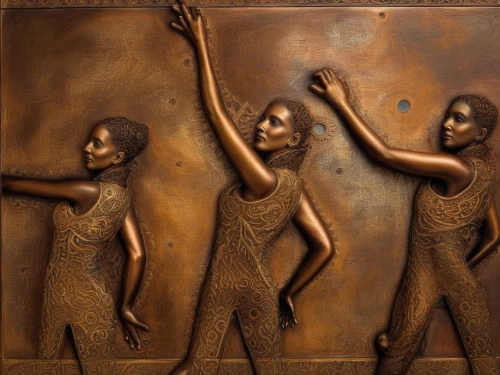 african art,bronze sculpture,bronze figures,wooden figures,bronze wall,emancipation,benin,anmatjere women,wood carving,the three graces,wood angels,afro american girls,woman sculpture,partition,african culture,the court sandalwood carved,dancers,carved wood,sculptor ed elliott,tears bronze,Illustration,Realistic Fantasy,Realistic Fantasy 13