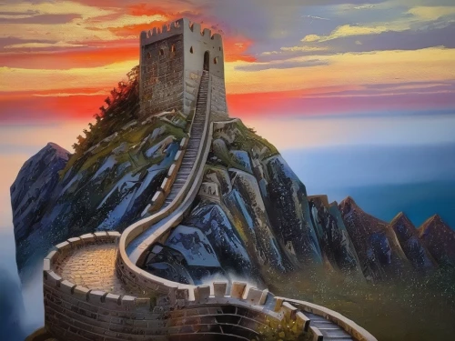 summit castle,castle of the corvin,knight's castle,fantasy picture,ruined castle,castel,kings landing,fantasy landscape,castle bran,schwabentor,peter-pavel's fortress,fantasy art,medieval castle,galician castle,templar castle,castles,water castle,dragon bridge,fairy tale castle,3d fantasy,Illustration,Paper based,Paper Based 04