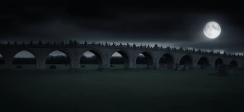 ribblehead viaduct,haunted cathedral,ghost castle,dark gothic mood,hogwarts,dark park,lantern bat,hall of the fallen,gothic architecture,moonlit,moonlit night,halloween background,coliseum,gothic,nocturnes,dark art,the ruins of the,dark world,lunar phase,gothic style,Illustration,Realistic Fantasy,Realistic Fantasy 46