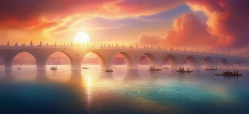 dragon bridge,hohenzollern bridge,arch bridge,danube bridge,fantasy landscape,bridge new europe,bridge,angel bridge,love bridge,rainbow bridge,bridges,bridge arch,tied-arch bridge,railroad bridge,golden bridge,pont d'avignon,fantasy picture,railway bridge,hangman's bridge,scenic bridge,Illustration,Realistic Fantasy,Realistic Fantasy 01