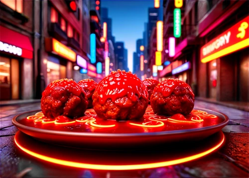 3d render,xiaolongbao,lava balls,neon cakes,takoyaki,karaage,goji,meatballs,cinema 4d,kong,monkey bread,neon candies,korokke,3d rendered,japanese restaurant,neon coffee,beef ball,yakitori,yakiniku,chicken lollipop,Conceptual Art,Sci-Fi,Sci-Fi 26