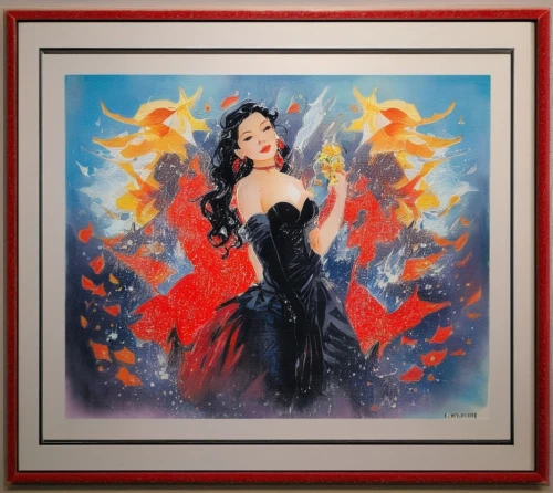 dita,flamenco,bjork,chinese art,neo-burlesque,burlesque,dita von teese,frame illustration,fire angel,marilyn,rosella,geisha,baroque angel,radha,mulan,miss vietnam,queen of hearts,popular art,fantasia,framed paper,Illustration,Paper based,Paper Based 07