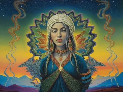 priestess,shamanic,shamanism,kundalini,sacred art,the prophet mary,mother earth,warrior woman,sorceress,star mother,seven sorrows,virgo,zodiac sign libra,pachamama,anahata,solstice,sacred,mysticism,mystical portrait of a girl,divine healing energy,Illustration,Realistic Fantasy,Realistic Fantasy 41