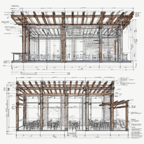 house drawing,frame drawing,wooden facade,wooden frame construction,frame house,timber house,garden elevation,wood structure,architect plan,roof truss,pergola,archidaily,facade panels,technical drawing,kirrarchitecture,core renovation,blueprints,wooden construction,renovation,dog house frame,Unique,Design,Blueprint