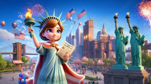 lady liberty,queen of liberty,the statue of liberty,statue of liberty,shanghai disney,liberty enlightening the world,liberty statue,new york,liberty,wishes,fantasy city,princess anna,princess sofia,disneyland paris,fantasy world,fireworks background,disney land,world wonder,flag day (usa),disney-land